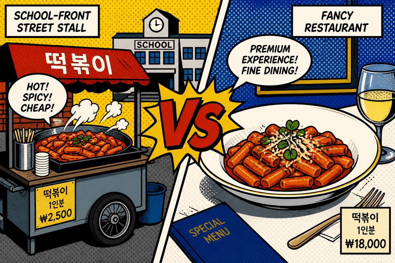 Schoolfront vs. Restaurant: Two Tteokbokkis