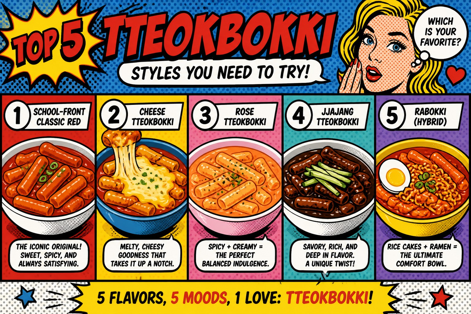 Top 5 Tteokbokki Styles — School Cart to Rose Cream to Rabokki