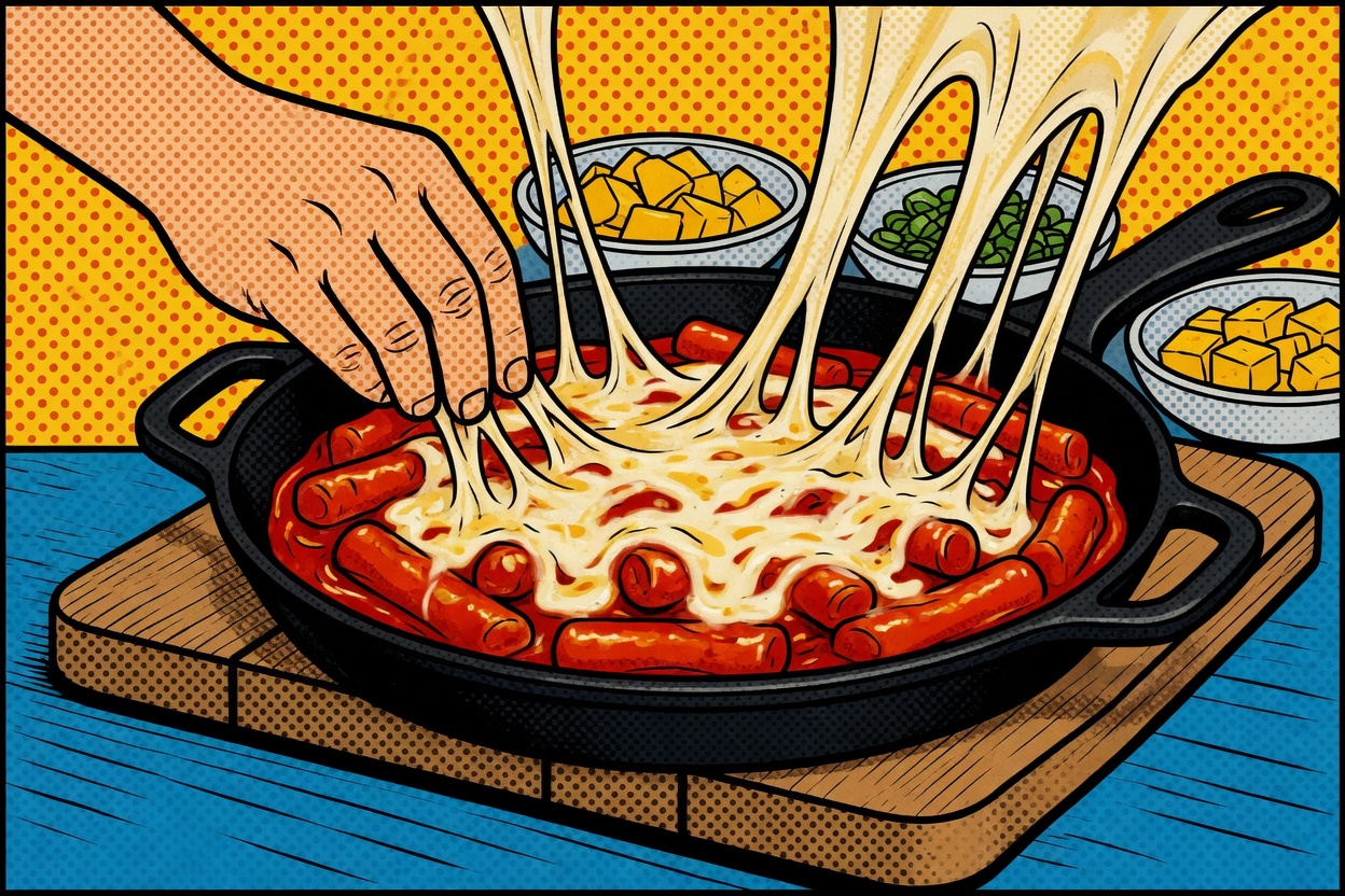 Cheese Tteokbokki — School Style with Mozzarella Blanket